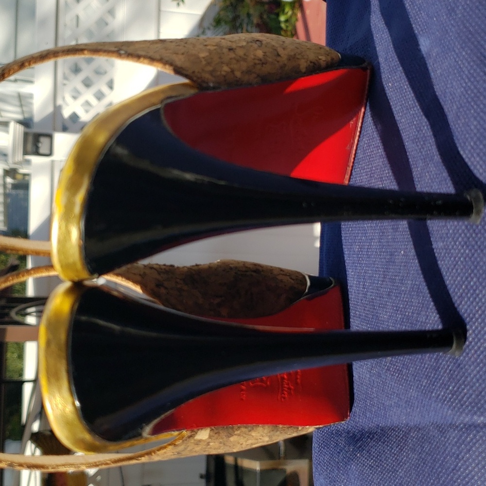 Authentic Christian Louboutin Cork Slingback sz 37 1/2 - Picture 6 of 9